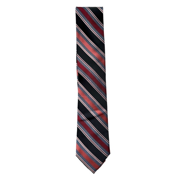 Pronto Uomo 100% Silk Tie Striped Red & Black New - Picture 7 of 7